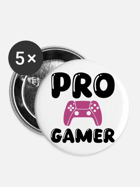 pro gamer 1 - Buttons klein 25 mm (5er Pack) - Weiß