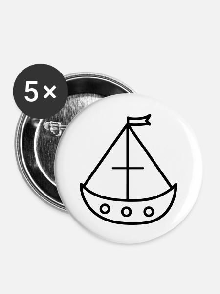 Piratenschiff - Buttons klein 25 mm (5er Pack) - Weiß