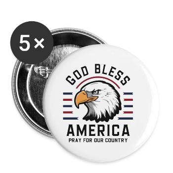 God Bless America USA 4th July Independence Day - Buttons klein 25 mm (5er Pack) - Weiß - Vorne