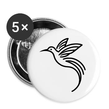 Minimalist Magical Hummingbird Line Art - black - Buttons small 1''/25 mm (5-pack) - white - Front