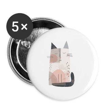 Niedliche skurrile Katzenillustration - Entzückendes Tier - Buttons klein 25 mm (5er Pack) - Weiß - Vorne