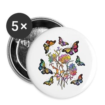 Schmetterlinge - Buttons klein 25 mm (5er Pack) - Weiß - Vorne