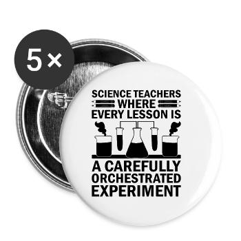 Professeur de sciences Professeur d’école Biologie Chimie P - Lot de 5 petits badges (25 mm) - blanc - Devant