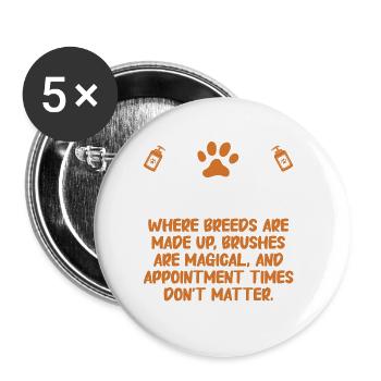 Dog groomer and dog grooming - Buttons small 1''/25 mm (5-pack) - white - Front