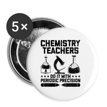 Professeur de sciences Professeur d’école Biologie Chimie P - Lot de 5 petits badges (25 mm) - blanc - Devant