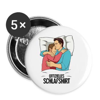 Chemise de nuit officielle pour homme gay - Lot de 5 petits badges (25 mm) - blanc - Devant