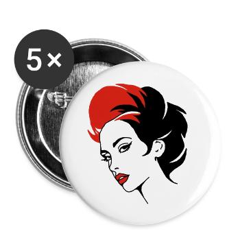 Portrait abstrait d’une femme - Lot de 5 petits badges (25 mm) - blanc - Devant