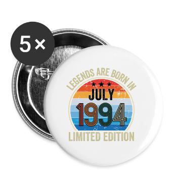 Legends Are Born In July 1994 Limited Edition - Buttons klein 25 mm (5er Pack) - Weiß - Vorne