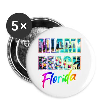 Miami Beach - Florida - Buttons small 1''/25 mm (5-pack) - white - Front