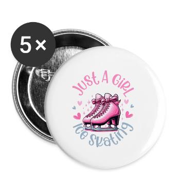 Frozen in Time: A Girl and Her Skates - Buttons klein 25 mm (5er Pack) - Weiß - Vorne