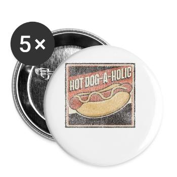 Hot Dog Adulte Vintage Chaud - Lot de 5 petits badges (25 mm) - blanc - Devant