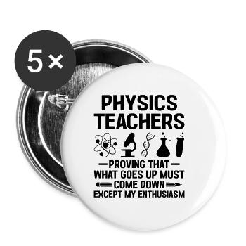 Professeur de sciences Professeur d’école Biologie Chimie P - Lot de 5 petits badges (25 mm) - blanc - Devant
