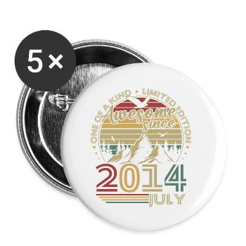 Vintage July 2014 Retro Birthday Gift - Buttons small 1''/25 mm (5-pack) - white - Front