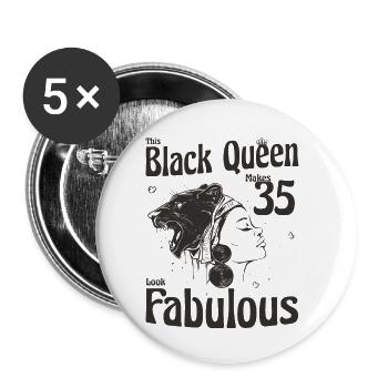 This Black Queen Makes 35 Looks Fabulous - 35th - Buttons small 1''/25 mm (5-pack) - white - Front