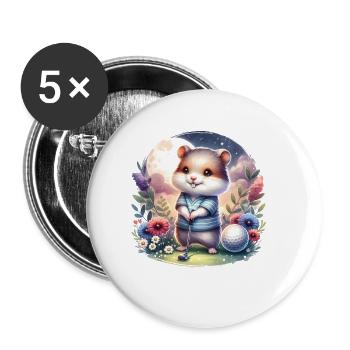 Lustiger Hamster Golfer Golfing Spaß - Buttons klein 25 mm (5er Pack) - Weiß - Vorne