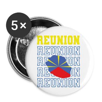 idee cadeau drapeau carte ile de la reunion 974 - Lot de 5 petits badges (25 mm) - blanc - Devant