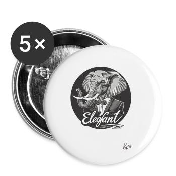 L’éléphant Eleg : l’éléphant élégant - Lot de 5 petits badges (25 mm) - blanc - Devant