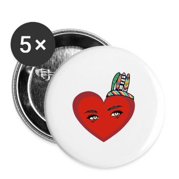 Shaman Heart Heart Shaman Eyes - Buttons small 1''/25 mm (5-pack) - white - Front