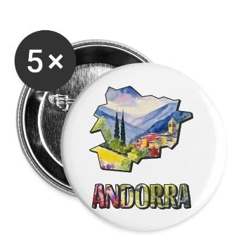 Aquarell Landkarte Andorra - Buttons klein 25 mm (5er Pack) - Weiß - Vorne