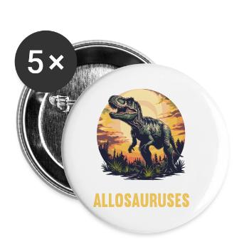 Allosaurier Allosaurus - Buttons klein 25 mm (5er Pack) - Weiß - Vorne