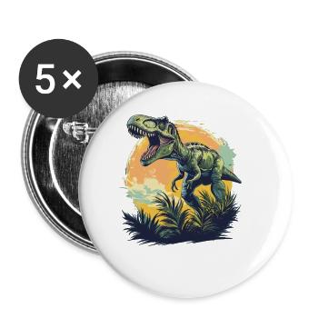 Allosaurier Allosaurus - Buttons klein 25 mm (5er Pack) - Weiß - Vorne