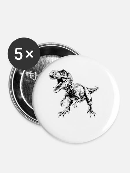 Allosaurier Allosaurus - Buttons klein 25 mm (5er Pack) - Weiß