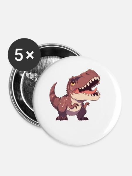 Allosaurier Allosaurus - Buttons klein 25 mm (5er Pack) - Weiß