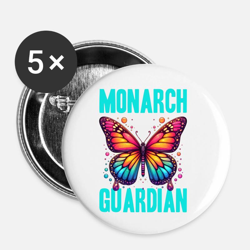 Monarch Guardian Butterfly - Buttons klein 25 mm (5er Pack) - Weiß