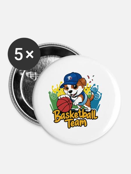 BASKETBALL. WELPE - Buttons klein 25 mm (5er Pack) - Weiß