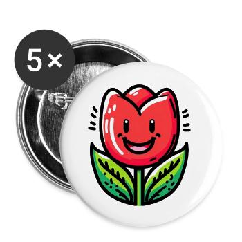 Tulipe - Lot de 5 petits badges (25 mm) - blanc - Devant