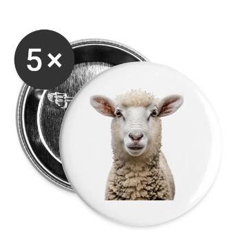 Schaf - Buttons klein 25 mm (5er Pack) - Weiß - Vorne
