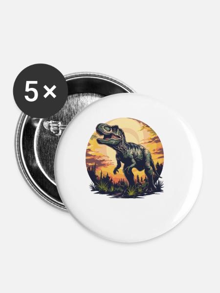 Allosaurier Allosaurus - Buttons klein 25 mm (5er Pack) - Weiß