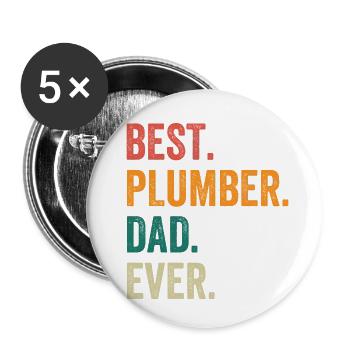 Meilleur père plombier de tous les temps - Lot de 5 petits badges (25 mm) - blanc - Devant