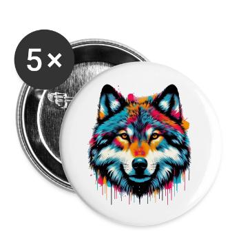 Wolf - Buttons klein 25 mm (5er Pack) - Weiß - Vorne