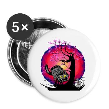Halloween Katze Katzen Maus Mäuse - Buttons klein 25 mm (5er Pack) - Weiß - Vorne