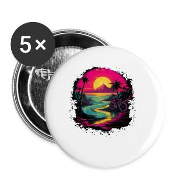 Cyclistes des années 90 - Lot de 5 petits badges (25 mm) - blanc - Devant