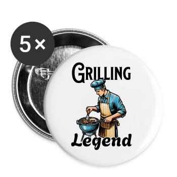 Grilling Legend - Buttons klein 25 mm (5er Pack) - Weiß - Vorne