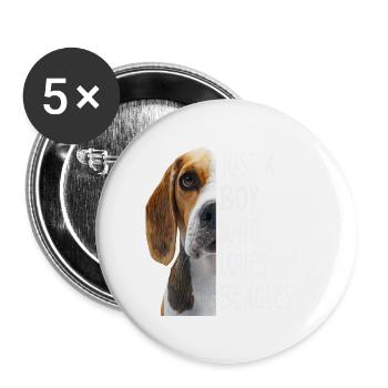 Beagle - Buttons klein 25 mm (5er Pack) - Weiß - Vorne