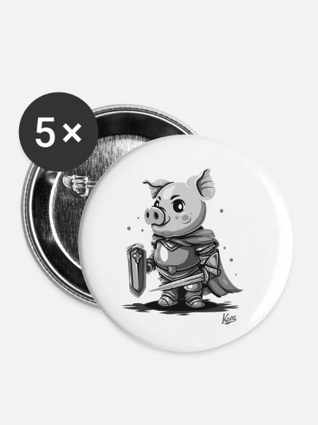 Ruhm eines Ritter Schwein - Buttons klein 25 mm (5er Pack) - Weiß