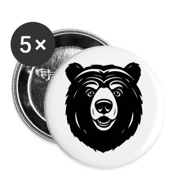Lovely Curious Comic Bear - Buttons small 1''/25 mm (5-pack) - white - Front