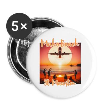 Maho Beach Airplane - Buttons small 1''/25 mm (5-pack) - white - Front