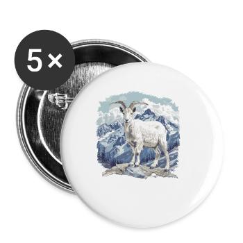 Alpine Goat Bergziegen Bergziege - Buttons klein 25 mm (5er Pack) - Weiß - Vorne