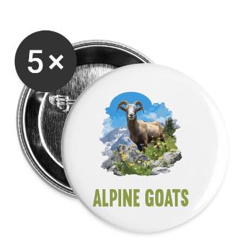 Alpine Goat Bergziegen Bergziege - Buttons klein 25 mm (5er Pack) - Weiß - Vorne