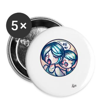 Küss mich, Schatz, ich will dich! - Buttons klein 25 mm (5er Pack) - Weiß - Vorne