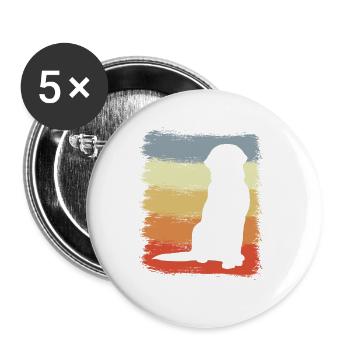 Hund Zeichnung Vintage Look - Buttons klein 25 mm (5er Pack) - Weiß - Vorne
