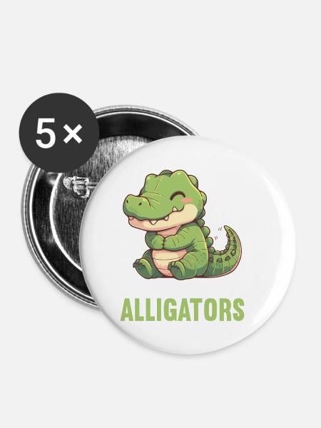 Alligatoren Alligator - Buttons klein 25 mm (5er Pack) - Weiß