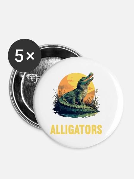 Alligatoren Alligator - Buttons klein 25 mm (5er Pack) - Weiß
