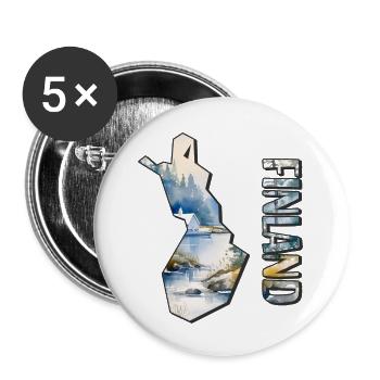 Watercolor MapFinland - Buttons small 1''/25 mm (5-pack) - white - Front