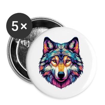 Wolf - Buttons klein 25 mm (5er Pack) - Weiß - Vorne