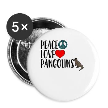 T-shirt Peace Love Pangolins fourmilier humour animal - Lot de 5 petits badges (25 mm) - blanc - Devant